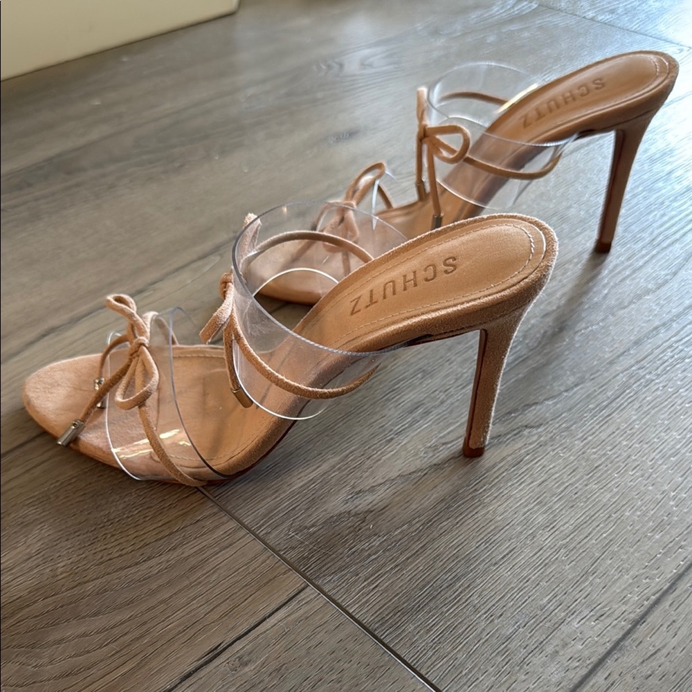 SCHUTZ HELIA Tan Heels with Clear Straps - Picture 2 of 4